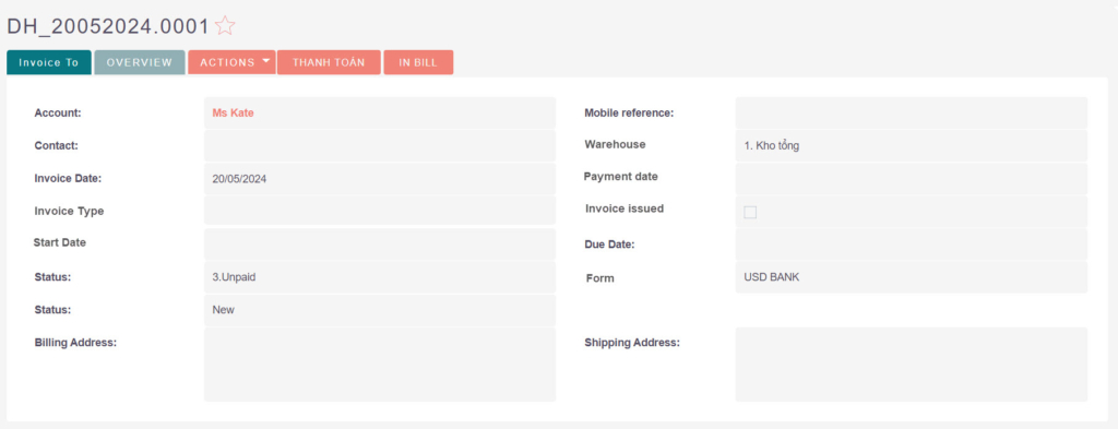 Updating orders on CRM