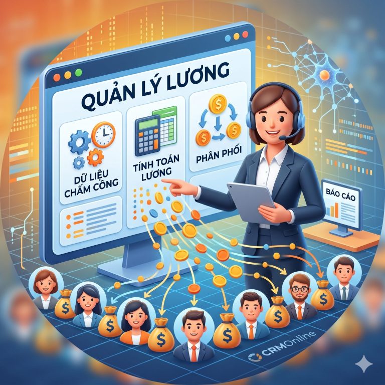 Quản lý tính lương trên phần mềm CRMOnline, đáp ứng cho mô hình lương dịch vụ, văn phòng, tăng ca, nghỉ phép